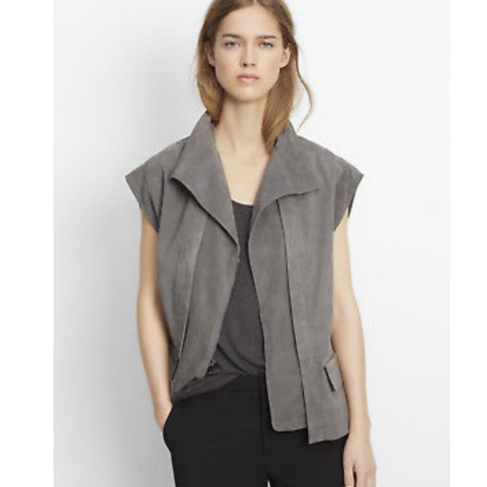 Vince Leather Suede Vest grey